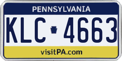 PA license plate KLC4663