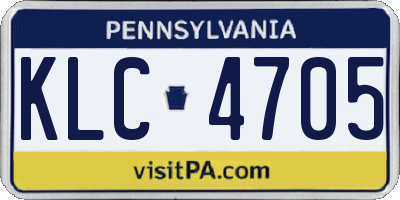 PA license plate KLC4705
