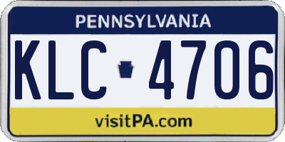 PA license plate KLC4706