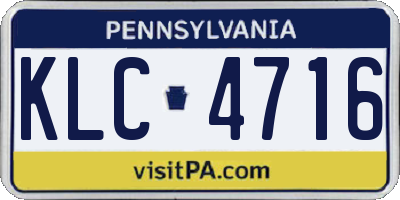 PA license plate KLC4716