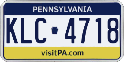 PA license plate KLC4718