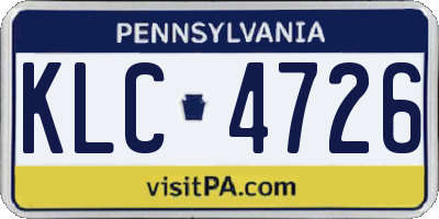 PA license plate KLC4726