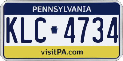 PA license plate KLC4734