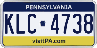 PA license plate KLC4738