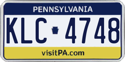 PA license plate KLC4748