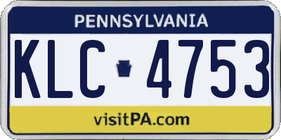 PA license plate KLC4753