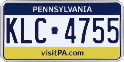 PA license plate KLC4755