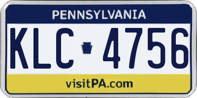 PA license plate KLC4756