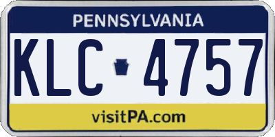 PA license plate KLC4757