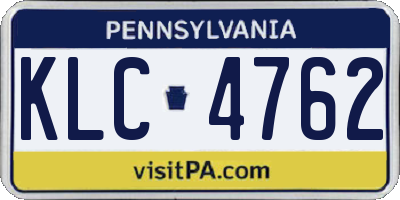 PA license plate KLC4762
