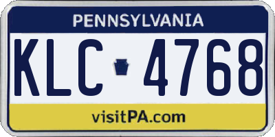 PA license plate KLC4768
