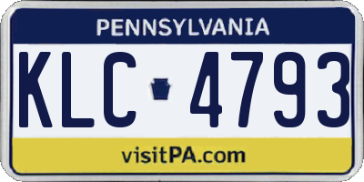 PA license plate KLC4793