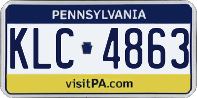 PA license plate KLC4863