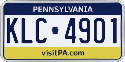 PA license plate KLC4901