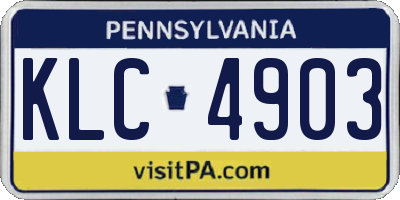 PA license plate KLC4903