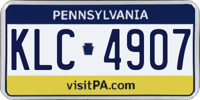 PA license plate KLC4907