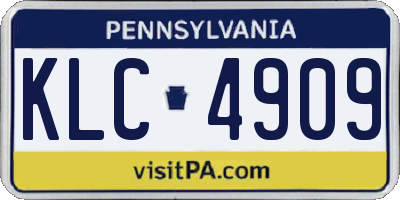 PA license plate KLC4909