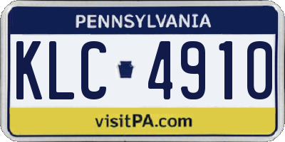 PA license plate KLC4910