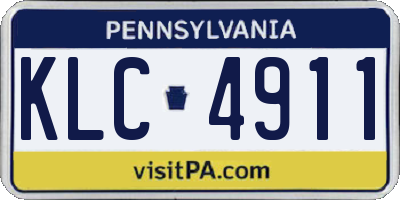 PA license plate KLC4911