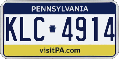 PA license plate KLC4914