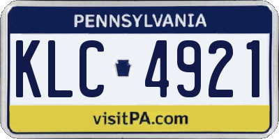 PA license plate KLC4921