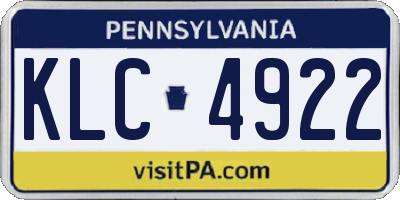 PA license plate KLC4922