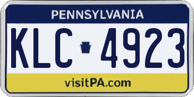 PA license plate KLC4923