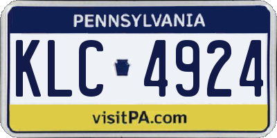 PA license plate KLC4924