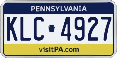 PA license plate KLC4927