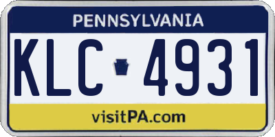 PA license plate KLC4931