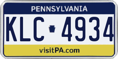 PA license plate KLC4934