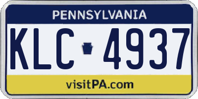 PA license plate KLC4937