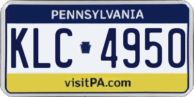 PA license plate KLC4950