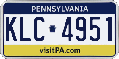 PA license plate KLC4951