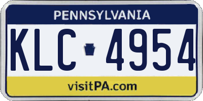 PA license plate KLC4954