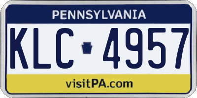 PA license plate KLC4957
