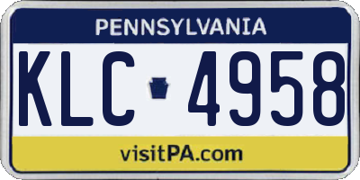 PA license plate KLC4958