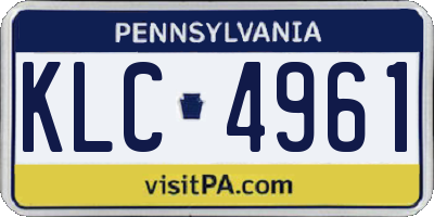 PA license plate KLC4961