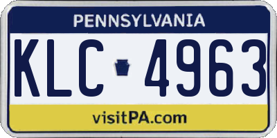 PA license plate KLC4963