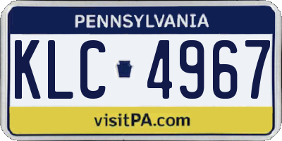 PA license plate KLC4967