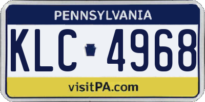 PA license plate KLC4968