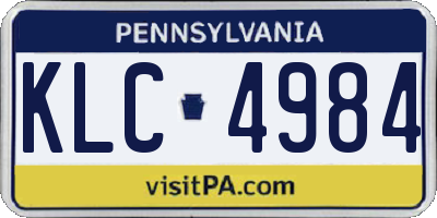 PA license plate KLC4984