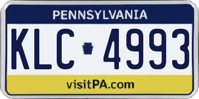 PA license plate KLC4993