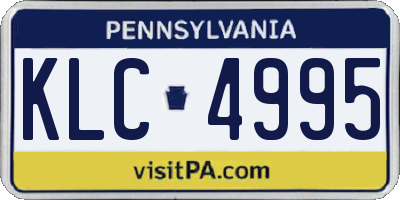 PA license plate KLC4995