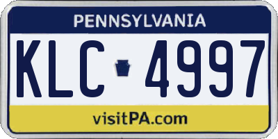 PA license plate KLC4997