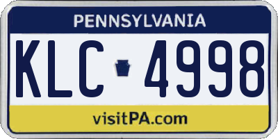 PA license plate KLC4998