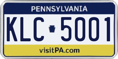 PA license plate KLC5001