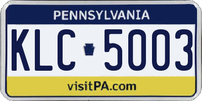 PA license plate KLC5003
