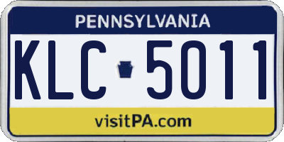 PA license plate KLC5011