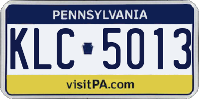 PA license plate KLC5013